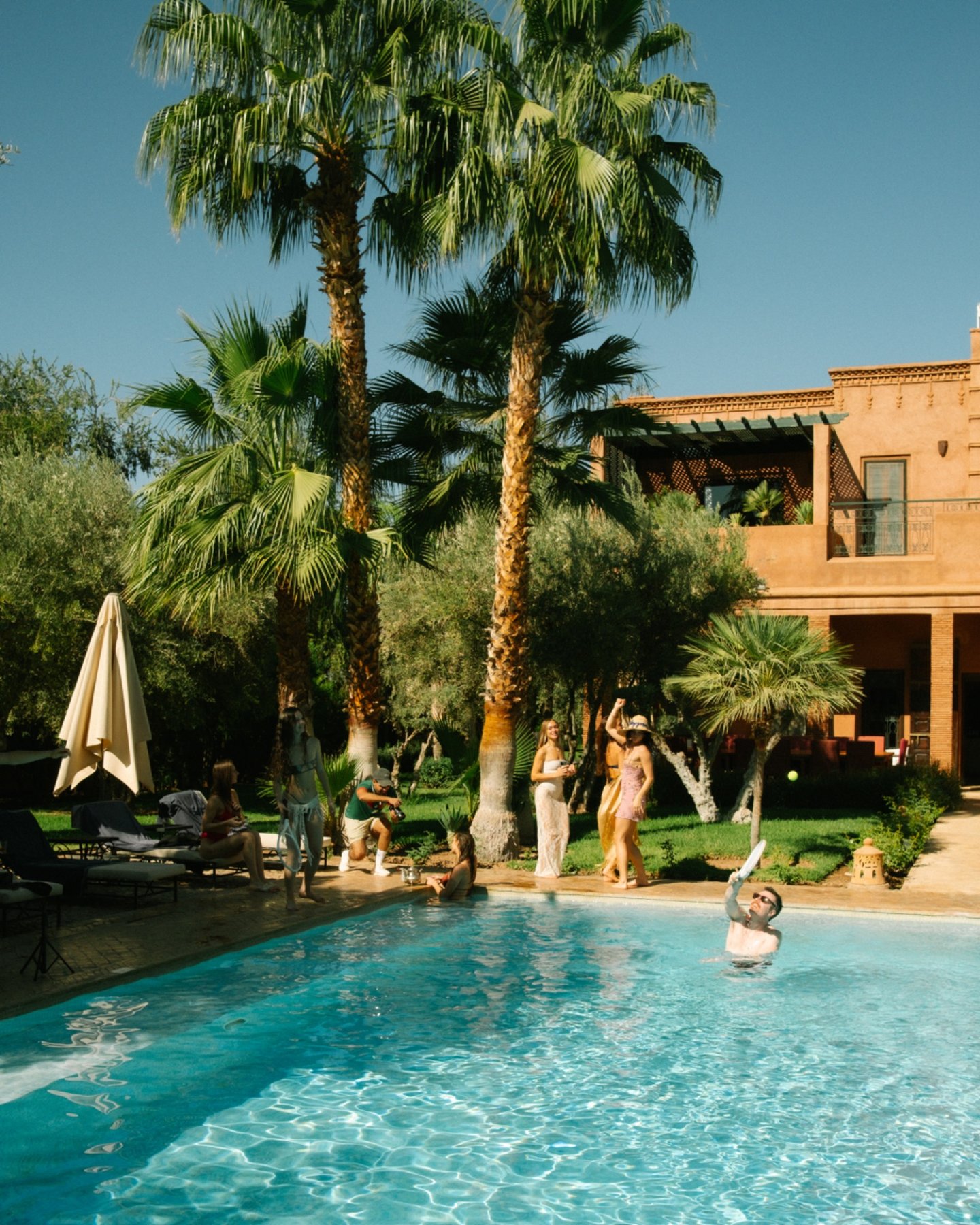 People spending time together by a pool